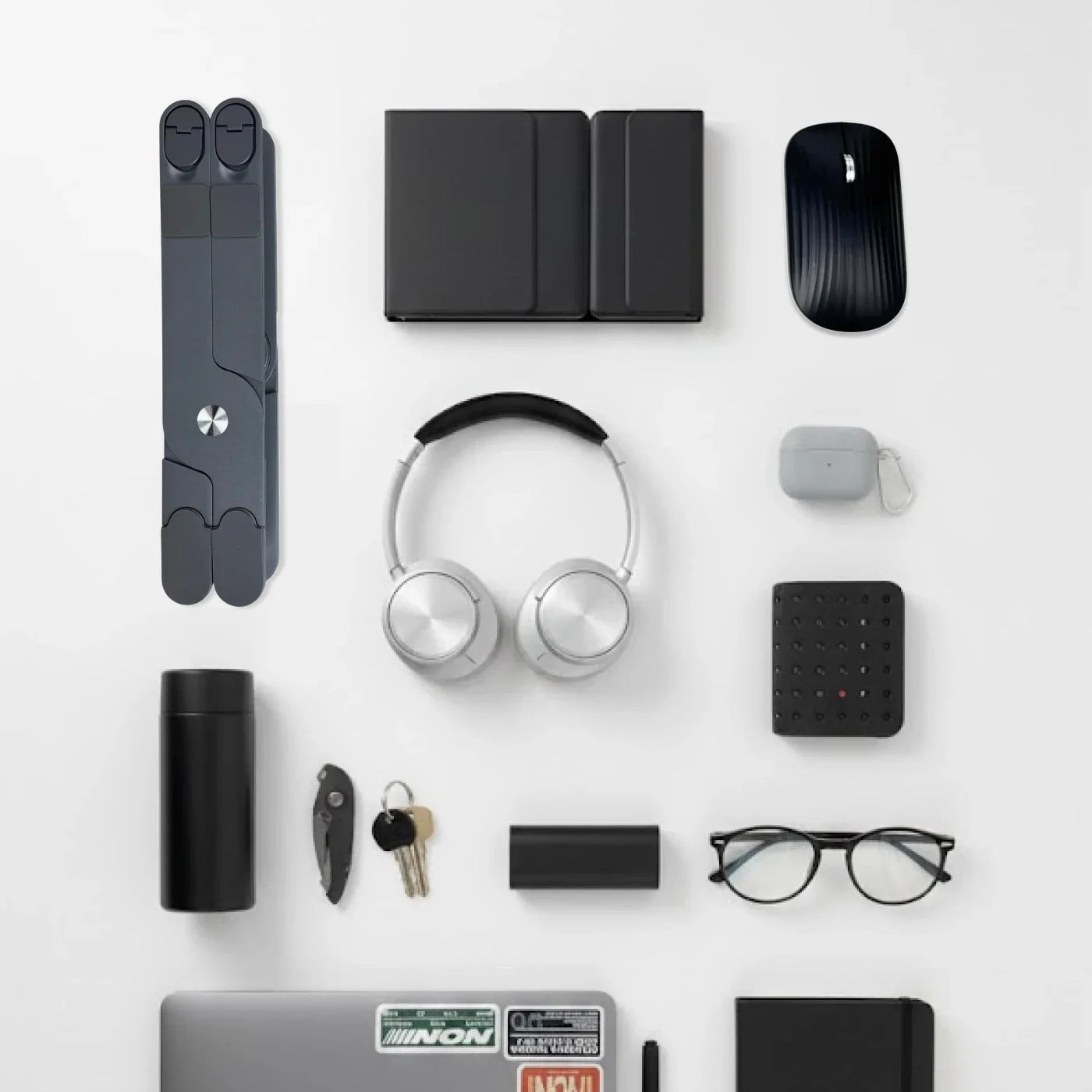 The Ultimate Nomadic Workspace™ | Foldable Keyboard & Mechanical Swivel Stand Combo