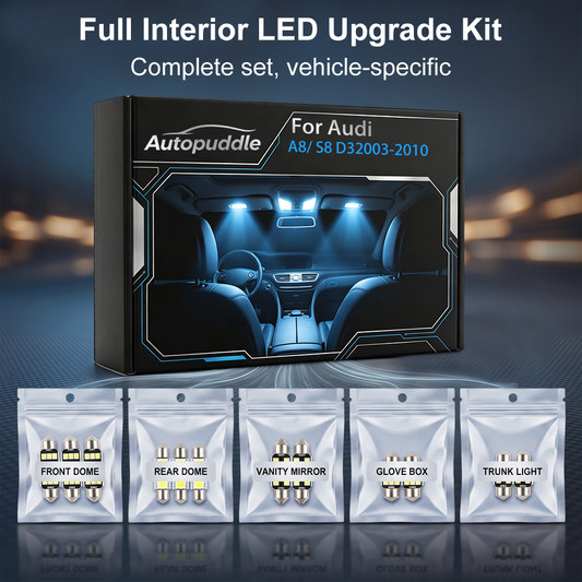 2003-2010 Audi A8 S8 D3 LED Interior Light Kit (14-Piece) - Canbus Error Free
