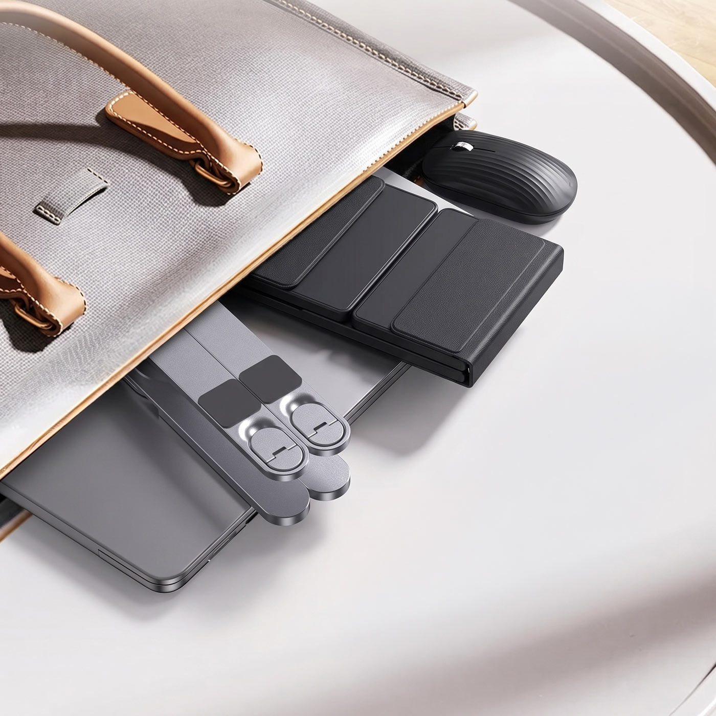 The Ultimate Nomadic Workspace™ | Foldable Keyboard & Mechanical Swivel Stand Combo
