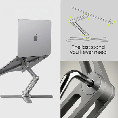 The Ultimate Nomadic Workspace™ | Foldable Keyboard & Mechanical Swivel Stand Combo - Detail View